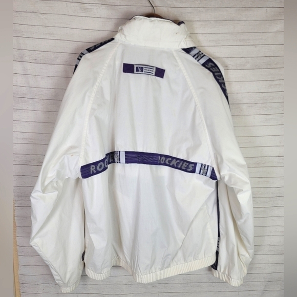 VINTAGE PRO PLAYER COLORADO ROCKIES WINDBREAKER FULL ZIP W HOOD, SZ MEDIUM - Picture 9 of 16